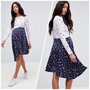 ASOS Maternity Mixed Print Tea Dress V Back 14